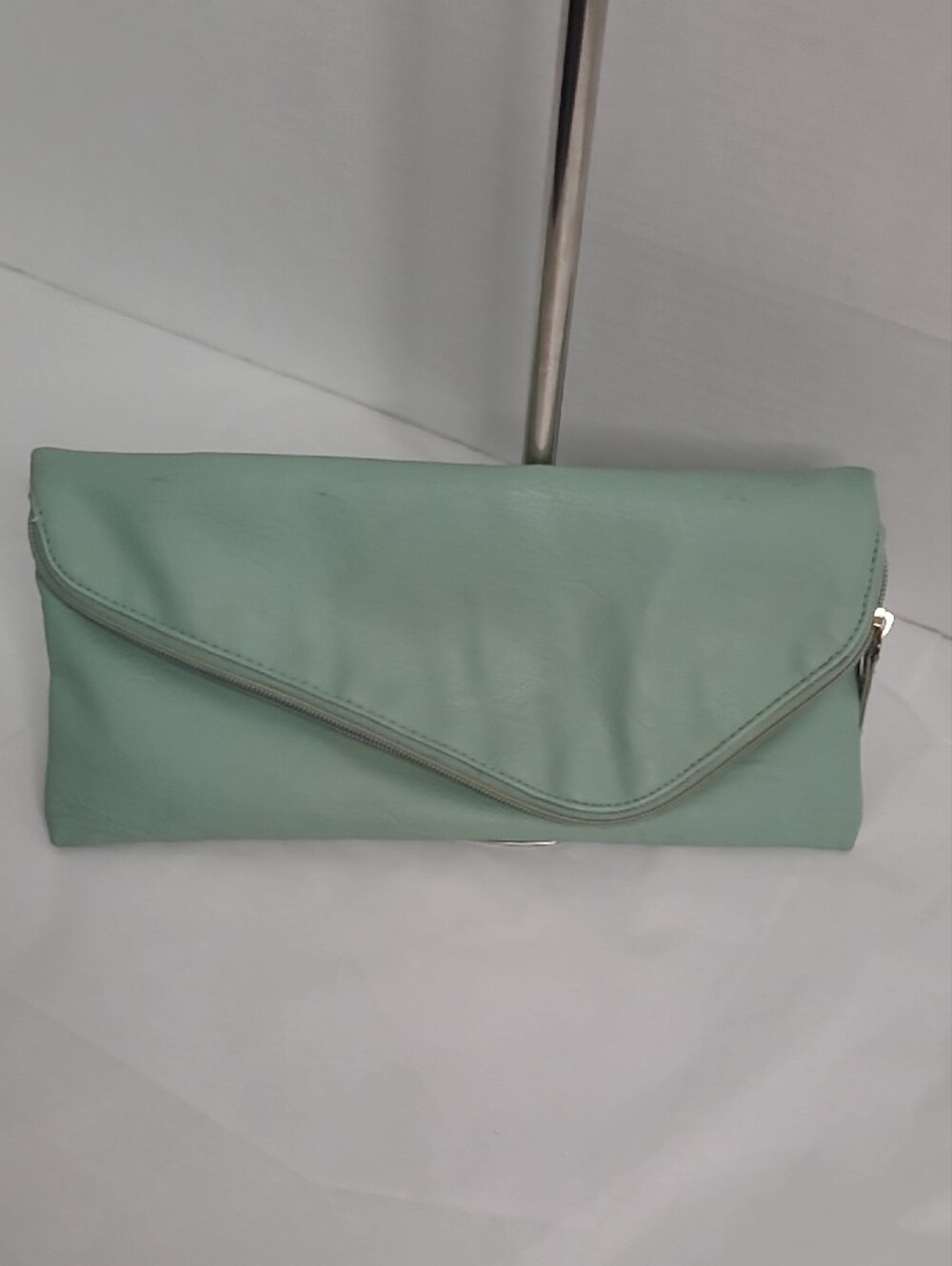 Mint Green Envelope Clutch with Gold Chain Strap - Picture 6 of 6